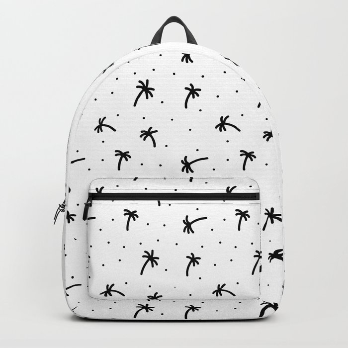 Black Doodle Palm Tree Pattern Backpack