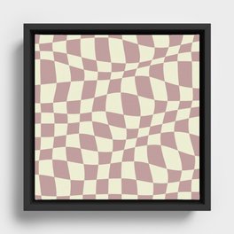 Warped Checkered Pattern (dusty rose pink/cream) Framed Canvas