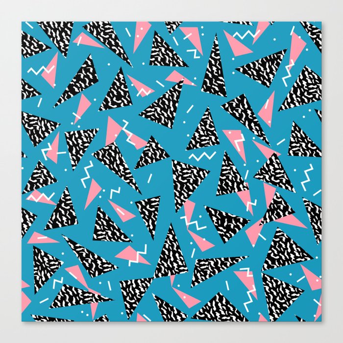 80s Abstract memphis pattern trendy modern pattern print pink black and blue Canvas Print
