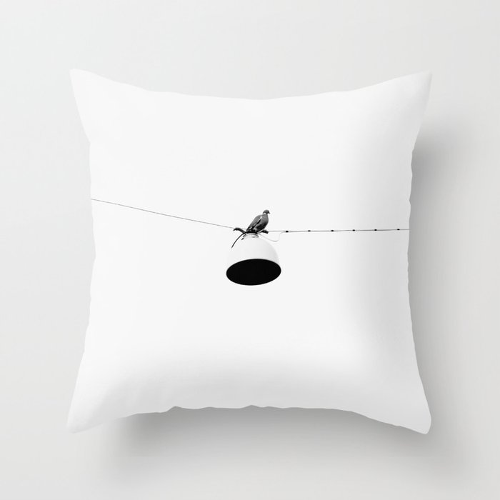 A Bird Sitting on a Wire Throw Pillow