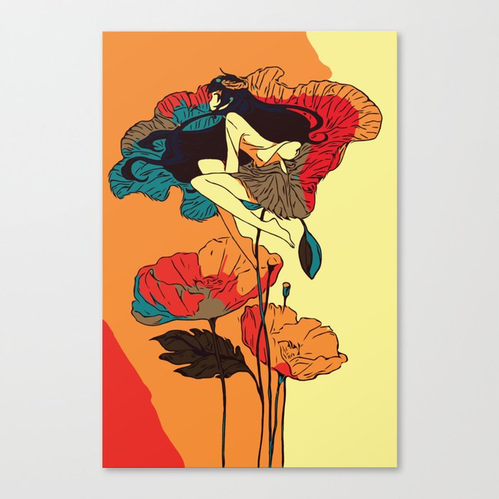 Poppies Girl in the Wind Canvas Print