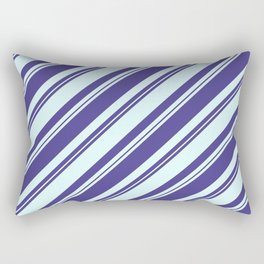 [ Thumbnail: Dark Slate Blue and Light Cyan Colored Lined/Striped Pattern Rectangular Pillow ]