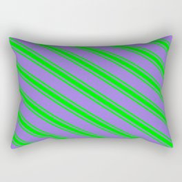 [ Thumbnail: Purple and Lime Colored Lines Pattern Rectangular Pillow ]