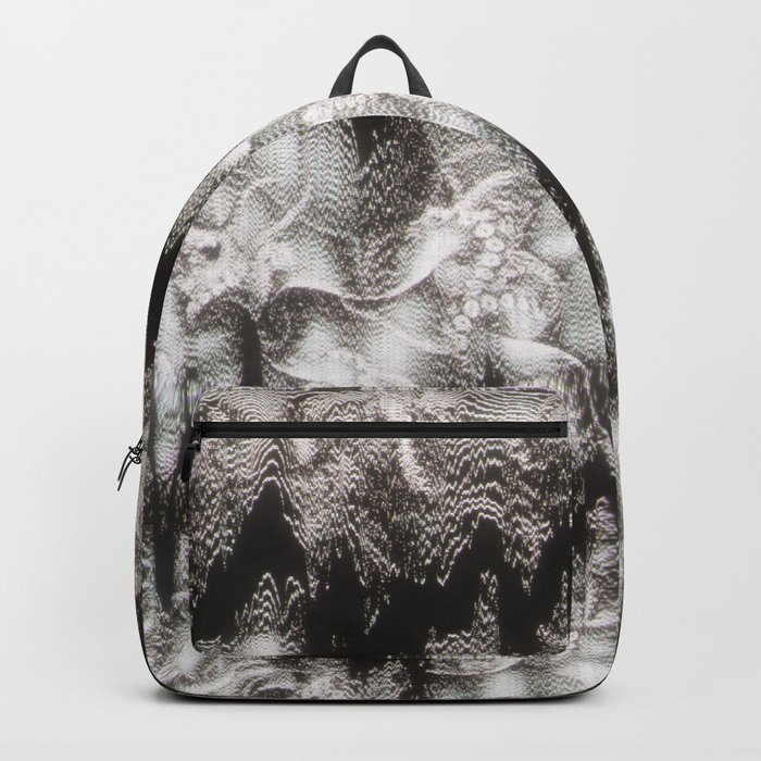 White Glitch Distortion Backpack
