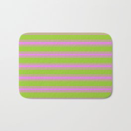[ Thumbnail: Green & Violet Colored Lined/Striped Pattern Bath Mat ]