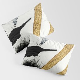 Armor [8]: a minimal abstract piece in black white and gold by Alyssa Hamilton Art Pillow Sham