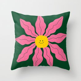 Happy pink flower Throw Pillow