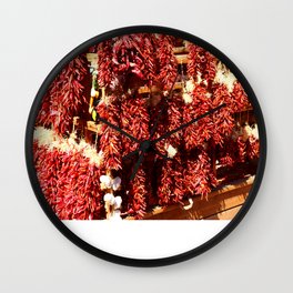 Red Chili Ristra And Gralic Wall Clock