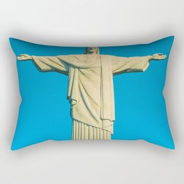 Brazil Photography - Statue Of Christ The Redeemer Under The Blue Sky Rectangular Pillow