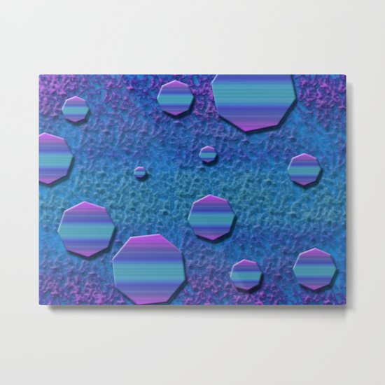Celestial Octagon Orbs of Planet Neptune Metal Print