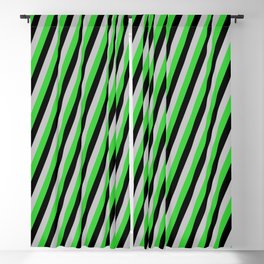 [ Thumbnail: Grey, Lime Green & Black Colored Lines Pattern Blackout Curtain ]