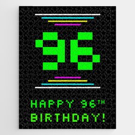 [ Thumbnail: 96th Birthday - Nerdy Geeky Pixelated 8-Bit Computing Graphics Inspired Look Jigsaw Puzzle ]