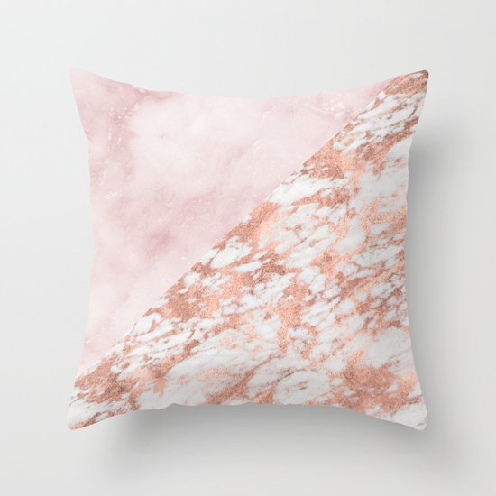 Rose gold & pinks marble Throw Pillow