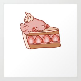 Funny Blobfish Snacks Cute Kawaii Aesthetic Art Print