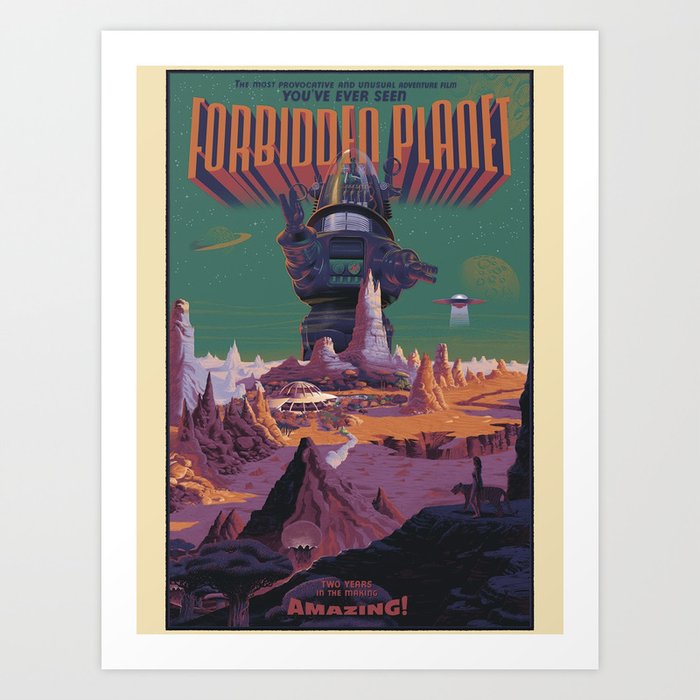 Retro Space poster - Forbidden Planetby Laurent Durieux. Art Print