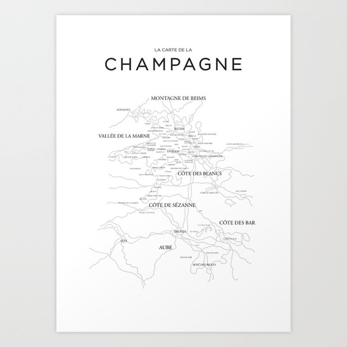 Champagne map Art Print