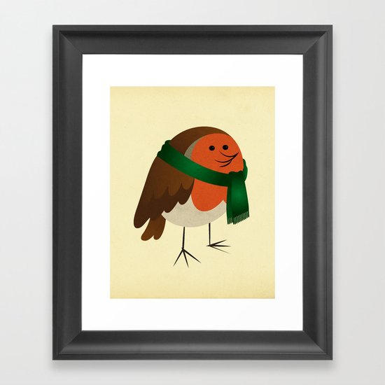 The Robin's new scarf Framed Art Print