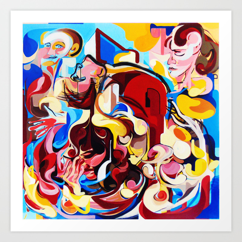 Expressive Abstract People Music Composition Painting Art Print By