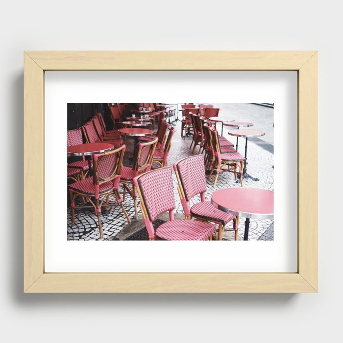 Pink Parisian Cafe Recessed Framed Print