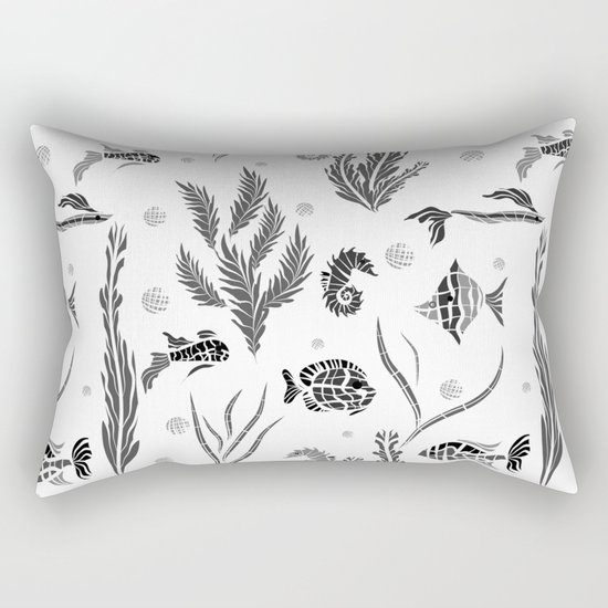 Black and white pattern. Fish . Rectangular Pillow