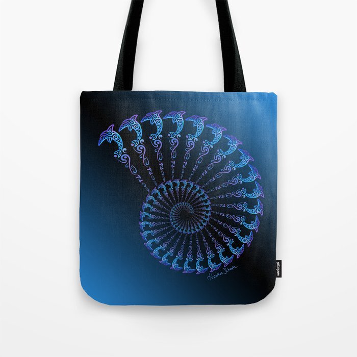 Tribal Dolphin Spiral Shell Tote Bag