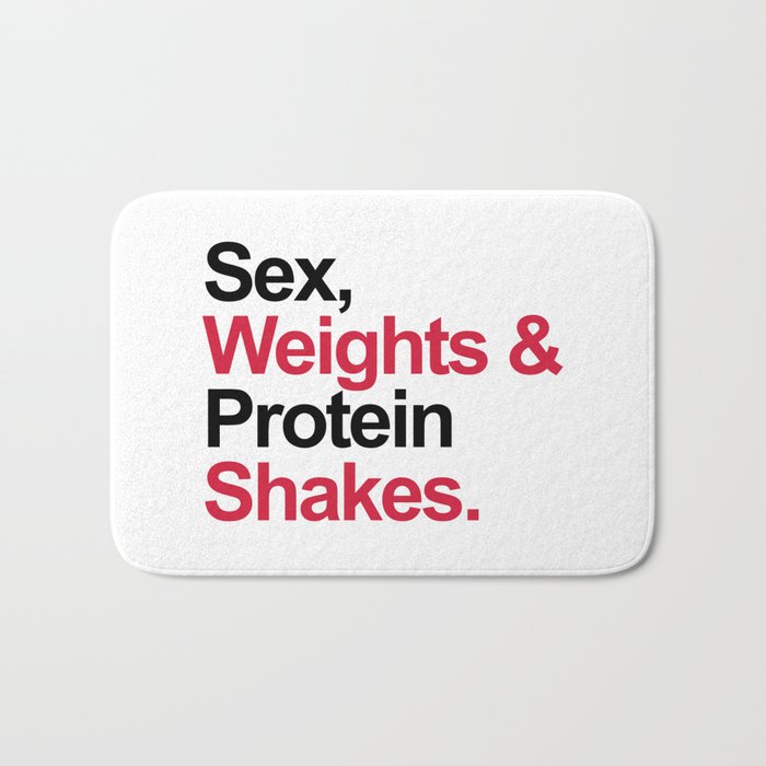 Protein Shakes Gym Quote Bath Mat