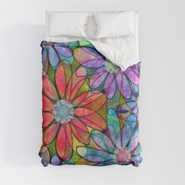 Flower Nymphs - Colorful Bright Floral Botanical Art Duvet Cover
