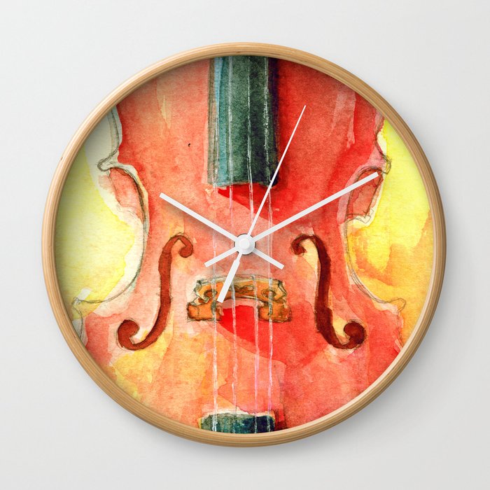 Cello in Red Wall Clock