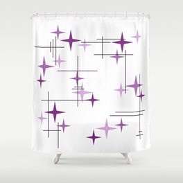 Mid Century Modern Stars Purple Shower Curtain