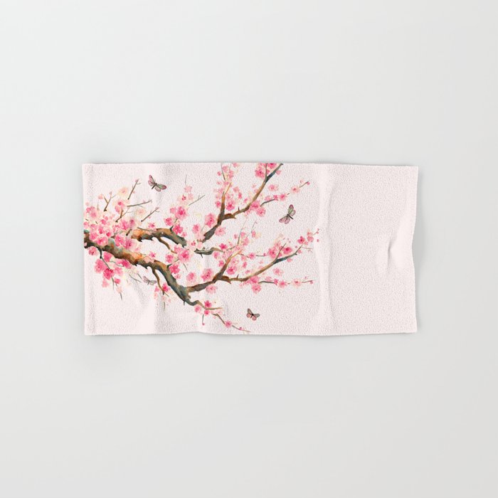 Pink Cherry Blossom Dream Hand Bath Towel by Better HOME Society6