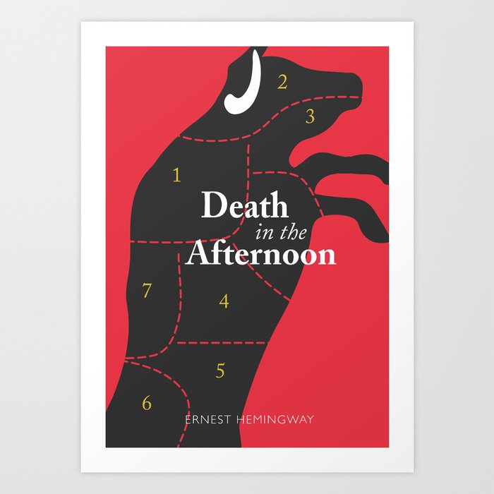 Ernest Hemingway book cover & Poster, Death in the Afternoon, bullfighting stories Art Print