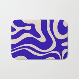 Modern Liquid Swirl Abstract Pattern Square in Cobalt Blue  Bath Mat