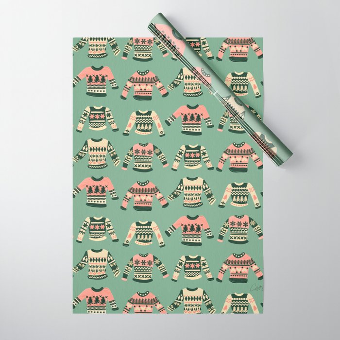 Christmas Sweaters – Vintage Blush Mint Palette Wrapping Paper
