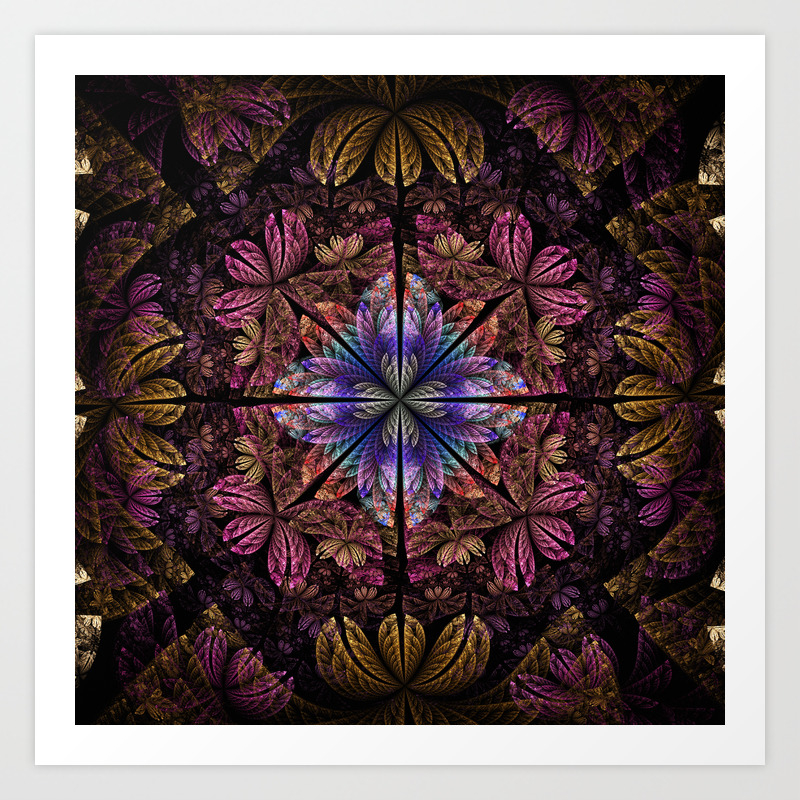 Flowers And Petals In A Breeze Fractal Pattern Abstract Art Print