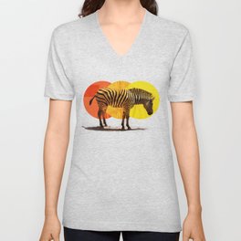 Zebra Card V Neck T Shirt