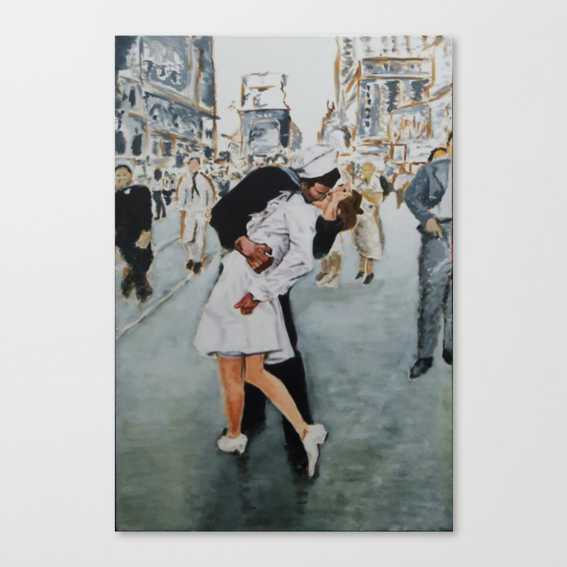 Vj Day Kiss Canvas Print By Greenshirtguy Society6