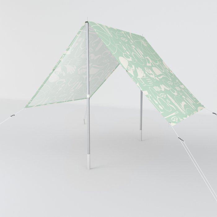 White Old-Fashioned 1920s Vintage Pattern on Apple Green Sun Shade