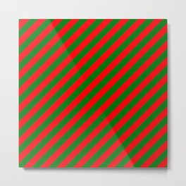 Red and Green Christmas Candycane Stripes Metal Print | Slant, Red Green, Bands, Graphicdesign, Lines, Wide, Christmas, Digital, Green, Curated 