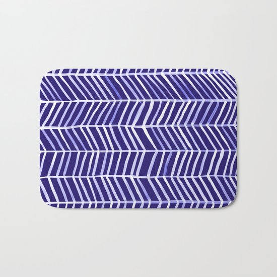 Herringbone – Navy & White Bath Mat