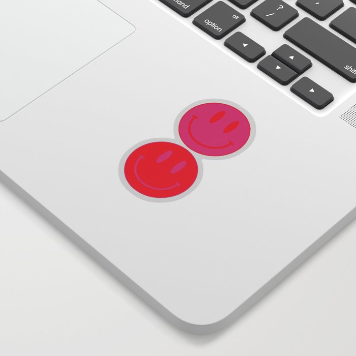 Large Pink and Red Vsco Smiley Face Pattern - Preppy Aesthetic Sticker