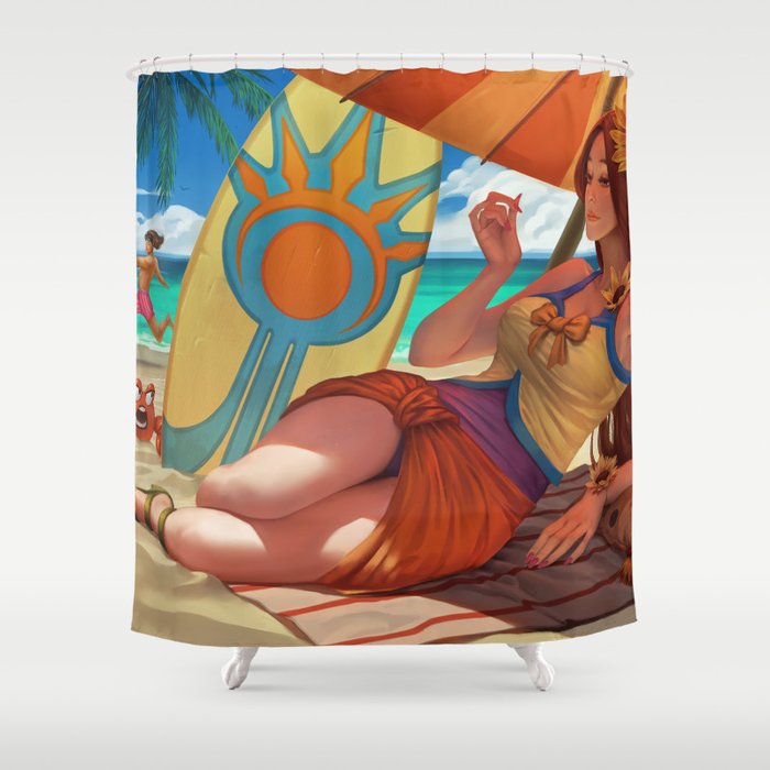 Pool Party Leona League Of Legends Shower Curtain By Amumus