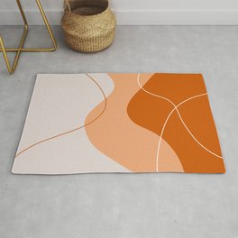 Abstract Organic Shapes in Burnt Orange and Cream II Area & Throw Rug