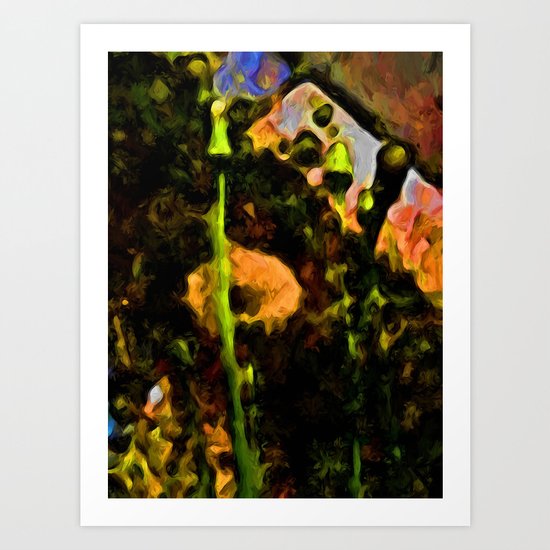 Gold Dandelion with some Black and Green Art Print