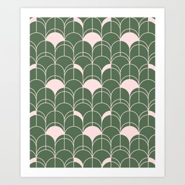 Art Deco Pink and Green Arches Art Print