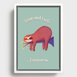 Lazy Sloth Chill day Framed Canvas