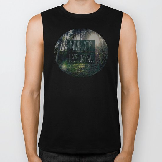 Never Stop Exploring II Biker Tank