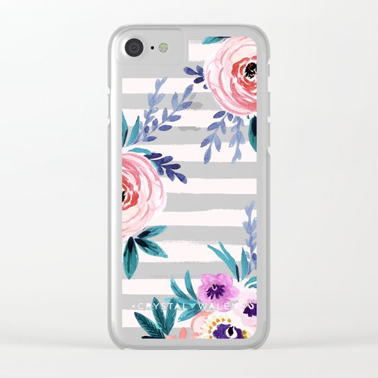 Victoria Blushing Stripe Clear iPhone Case