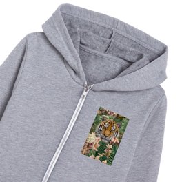 Tiger In The Tropical Garden Kids Zip Hoodie