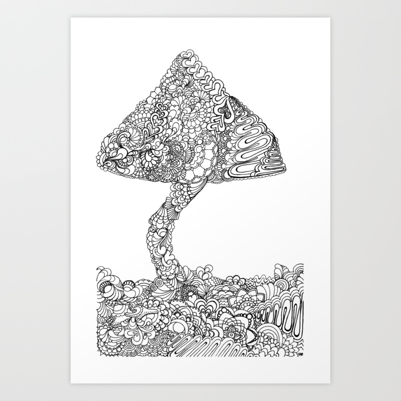 Trippy Mushroom Art Drawings Magic Mushroom Art Print By Rekafodor Society6 society6