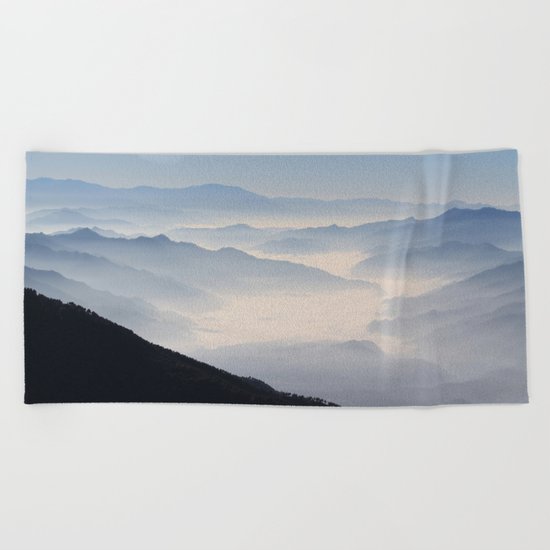 Blue Valley #mountains Beach Towel